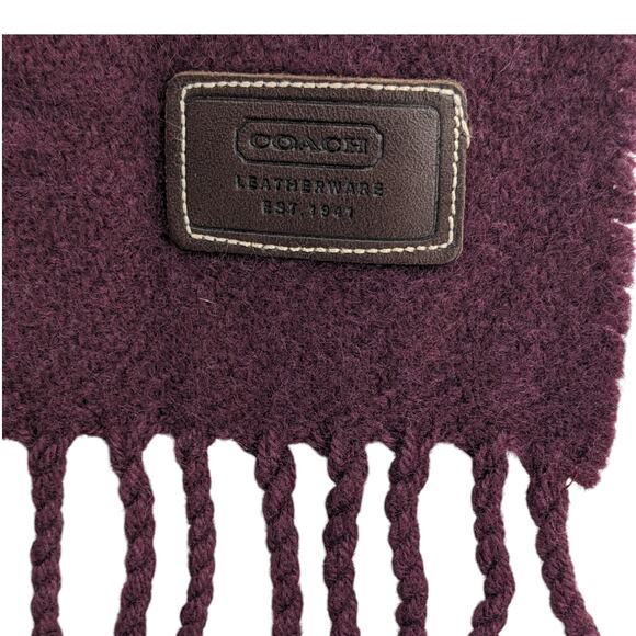 Luxe COACH SCARF Wool Nylon Cashmere ~ Deep Burgundy Red Purple Made In Scotland - Picture 1 of 4